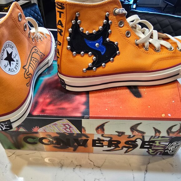 2022 Converse Come Tees x Chuck 70 High 'Star Light Path' Sun Orange MENS 10 NEW - Picture 7 of 14